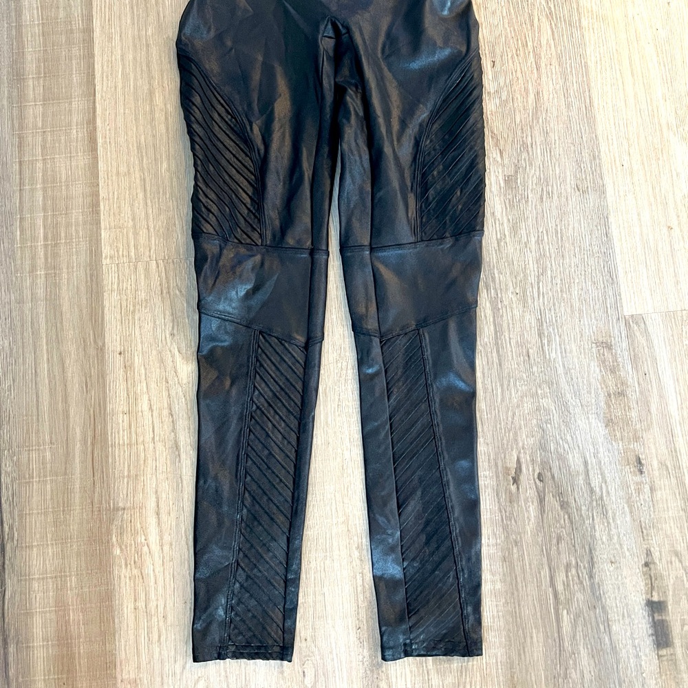 SPANX leggings faux leather moto women’s pants large black